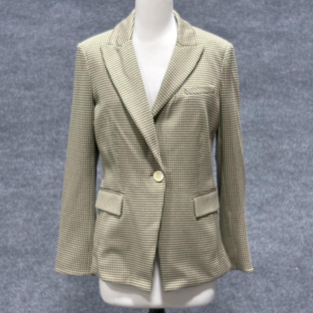 Veronica Beard Blazer Womens 8 Beige Livvy Jacket Houndstooth Single Button USA